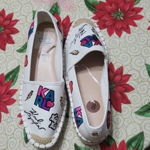 Karl Lagerfeld White Espadrilles with Bold Accents